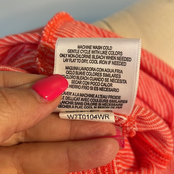 ELLEN TRACY pinstripe 3 ways cardigan wrap lightweight knit coral white M/L - Picture 11 of 12